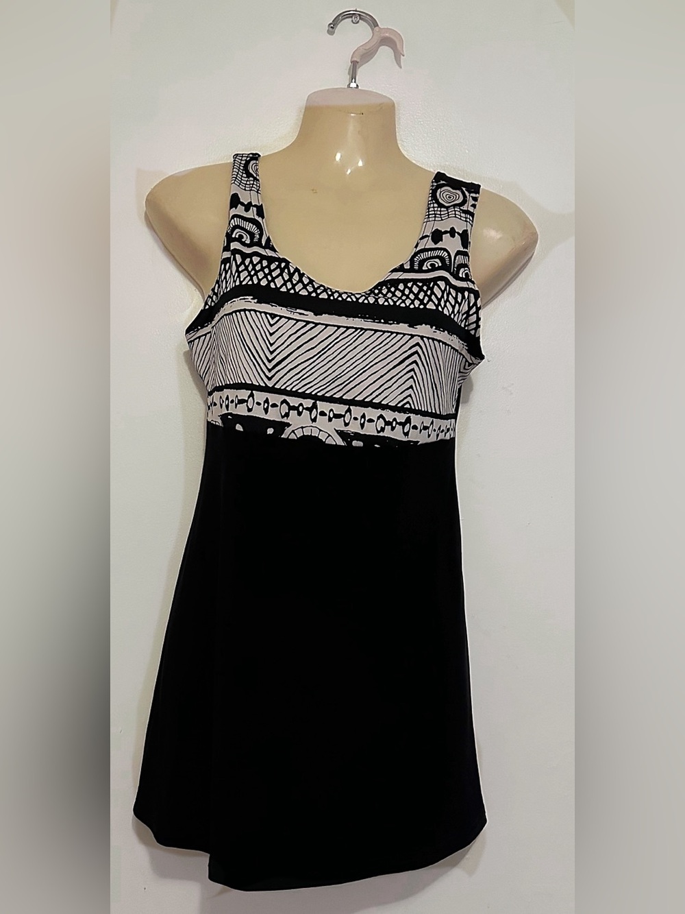 Black and White Patterned Tank Dress